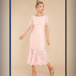 I Can't Resist Blush Pink Lace Midi Dress